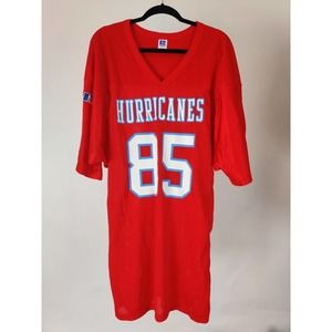 (V) Russell Athletic VTG HURRICANES #85 Jersey Made USA Sz L Extra Body Length